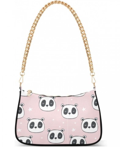 Pink Panda Women Shoulder Bag Clutch Chain Purse Handbags with Zipper Pocket Tote Hobo Bag for Vacation Trip $16.19 Totes