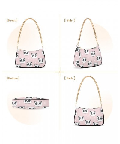 Pink Panda Women Shoulder Bag Clutch Chain Purse Handbags with Zipper Pocket Tote Hobo Bag for Vacation Trip $16.19 Totes