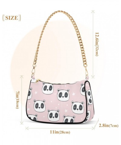 Pink Panda Women Shoulder Bag Clutch Chain Purse Handbags with Zipper Pocket Tote Hobo Bag for Vacation Trip $16.19 Totes