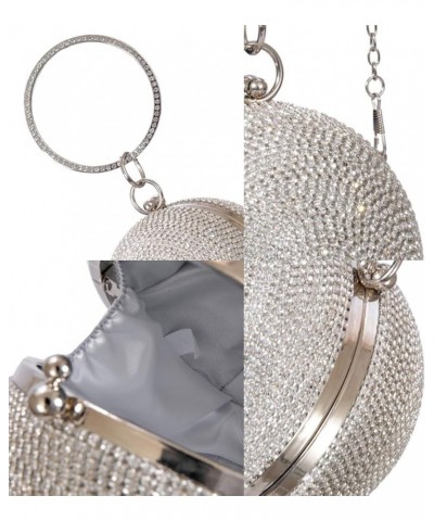 Womens Evening Clutch Bag Designer Evening Handbag Hand Bag,Lady Party Wedding Clutch Purse Ball Shape Rhinestone -Sliver $16...