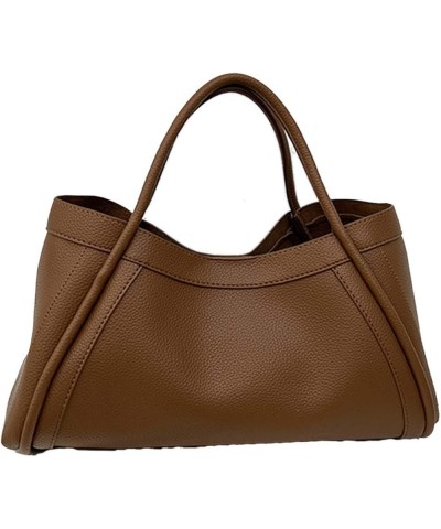 Large Capacity Work Vegan Leather Tote Bags,Genuine Leather Shoulder Tote Bag for Women,Slouchy Oversized Bag Brown $14.21 Totes