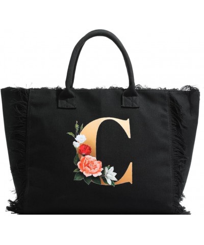 Canvas Tote Bag Women Letter Shoulder Bag Vintage Cute Hobo Bags Work Travel College Casual Tote Handbag 2024 Black C $15.89 ...