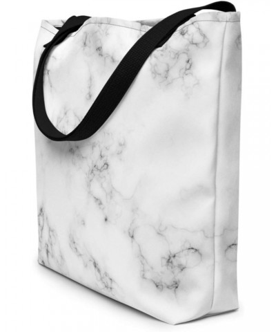 Marble Effect Abstract Design Monochrome White & Black Beach Bag $21.82 Totes