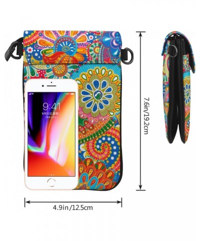 Colorful Paisley Floral Small Crossbody Cell Phone Purse for Women Cellphone Wallet Adjustable Strap $15.29 Crossbody Bags