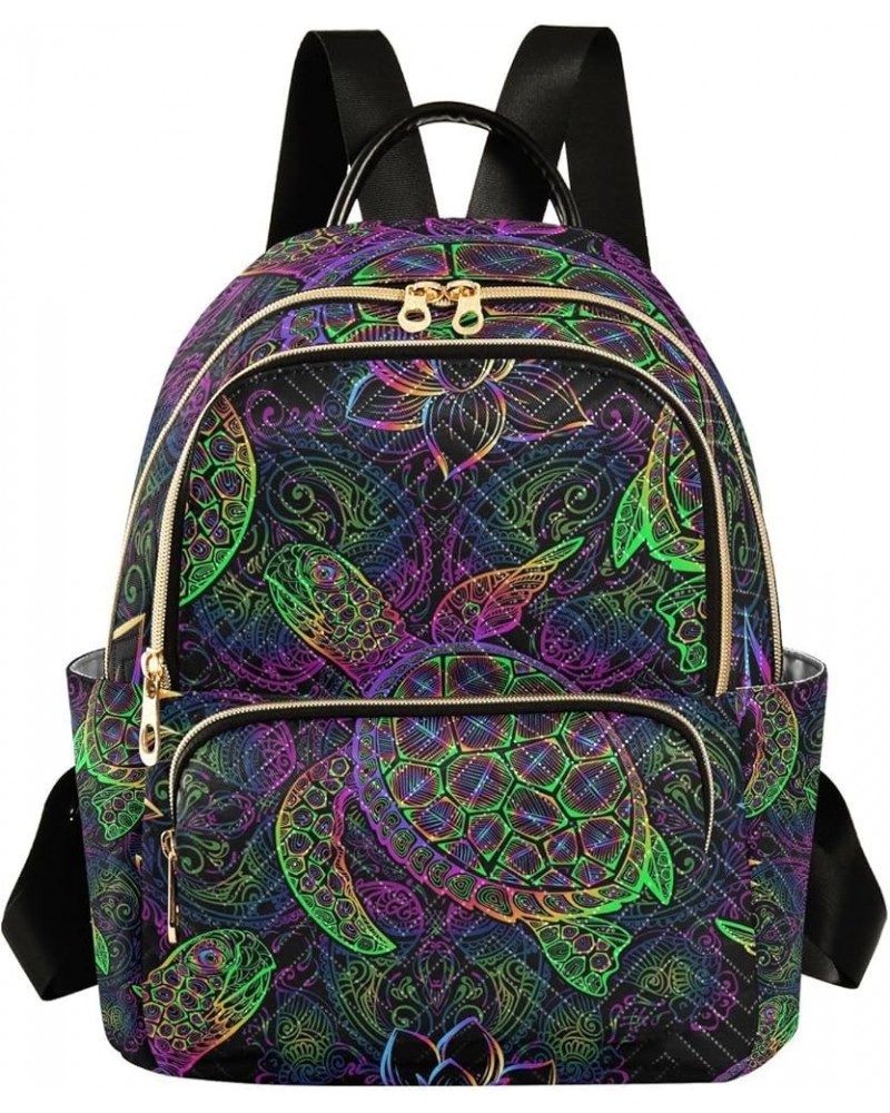 Small Backpack for Women Travel Bag Sea Turtle Psychedelic Lotus Mandala Daypack Purse Fashion Shoulder Bag Rucksack Medium B...