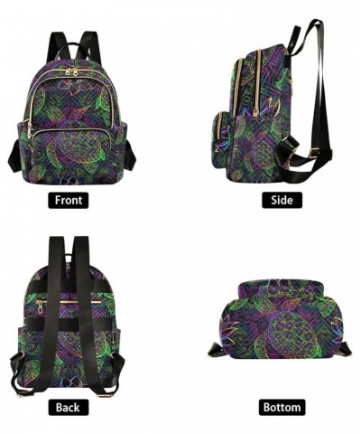 Small Backpack for Women Travel Bag Sea Turtle Psychedelic Lotus Mandala Daypack Purse Fashion Shoulder Bag Rucksack Medium B...