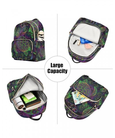 Small Backpack for Women Travel Bag Sea Turtle Psychedelic Lotus Mandala Daypack Purse Fashion Shoulder Bag Rucksack Medium B...