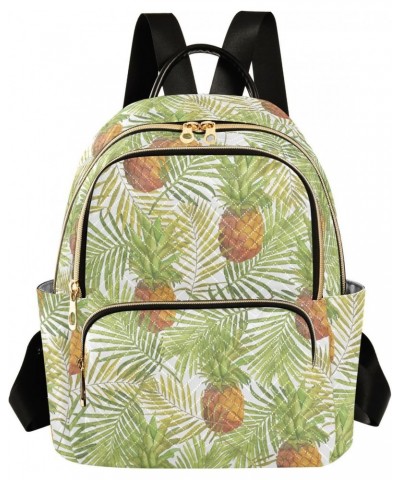 Pineapple Printed Leaves Fashion Backpack Purse for Women Multipurpose Casual Daypack with Multi Pockets & Secured Zipper Lad...