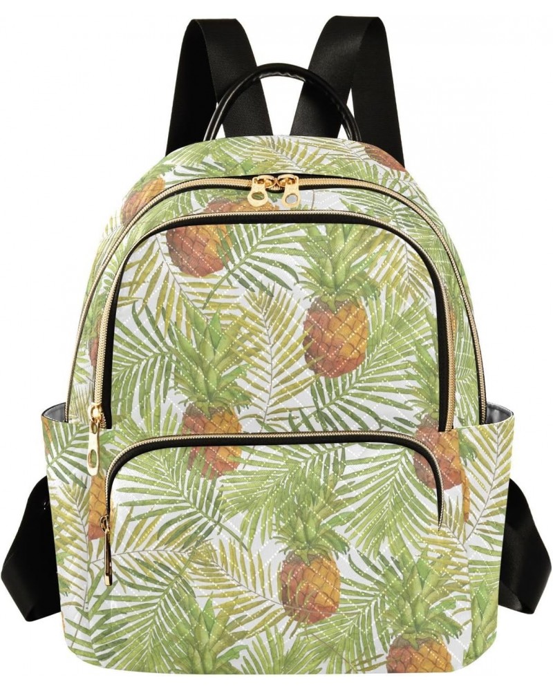 Pineapple Printed Leaves Fashion Backpack Purse for Women Multipurpose Casual Daypack with Multi Pockets & Secured Zipper Lad...