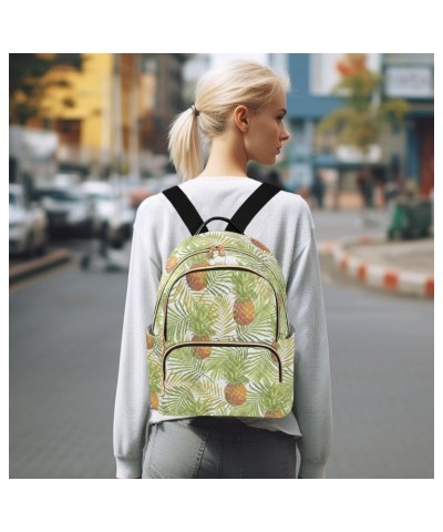 Pineapple Printed Leaves Fashion Backpack Purse for Women Multipurpose Casual Daypack with Multi Pockets & Secured Zipper Lad...