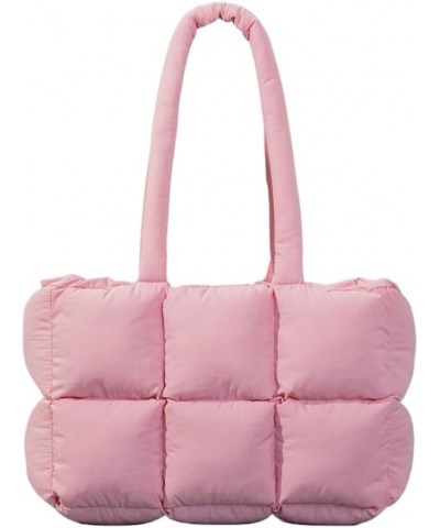 Puffer Tote Bag Luxury Bags for Women Quilted Handbags for Women Chic Puffy Purse Shoulder Bags for Women B04-pink $17.50 Totes