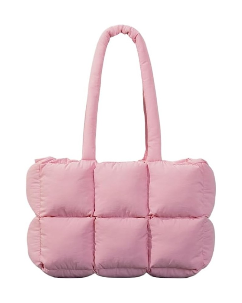 Puffer Tote Bag Luxury Bags for Women Quilted Handbags for Women Chic Puffy Purse Shoulder Bags for Women B04-pink $17.50 Totes