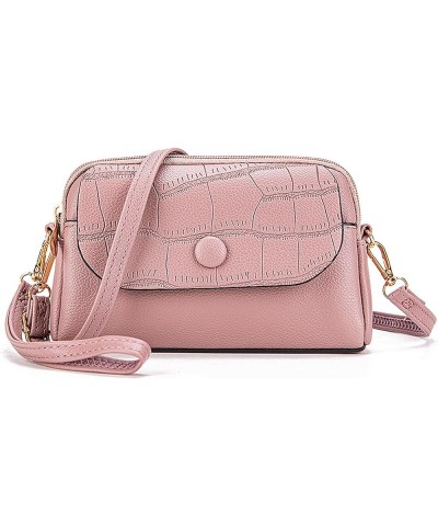 PU Leather Wristlet Clutch Wallet Purses Small Crossbody Bags Shoulder Handbag for Women Pink $11.19 Crossbody Bags