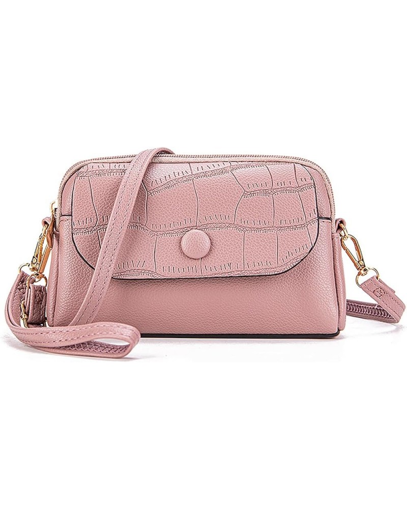 PU Leather Wristlet Clutch Wallet Purses Small Crossbody Bags Shoulder Handbag for Women Pink $11.19 Crossbody Bags