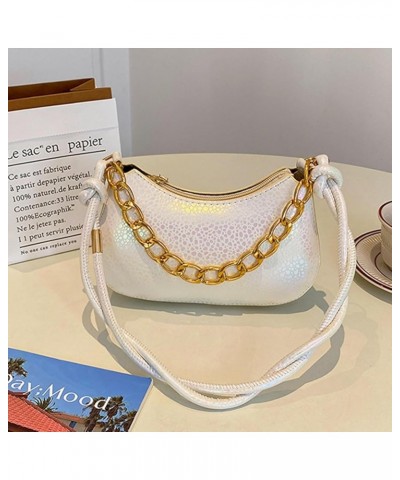 Women's Chain Bag Dumpling Clutch Purse Chain Link Shoulder Bag Handbag Underarm Bag Lady Wallet White $18.47 Shoulder Bags