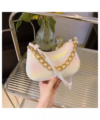 Women's Chain Bag Dumpling Clutch Purse Chain Link Shoulder Bag Handbag Underarm Bag Lady Wallet White $18.47 Shoulder Bags