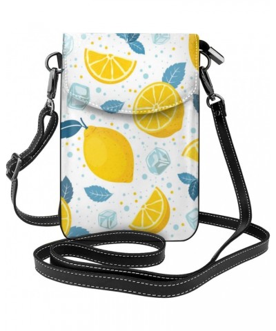 Yellow Fresh Lemons Women Cell Phone Purse Leather Shoulder Crossbody Bag Wallet Pouch $26.51 Shoulder Bags