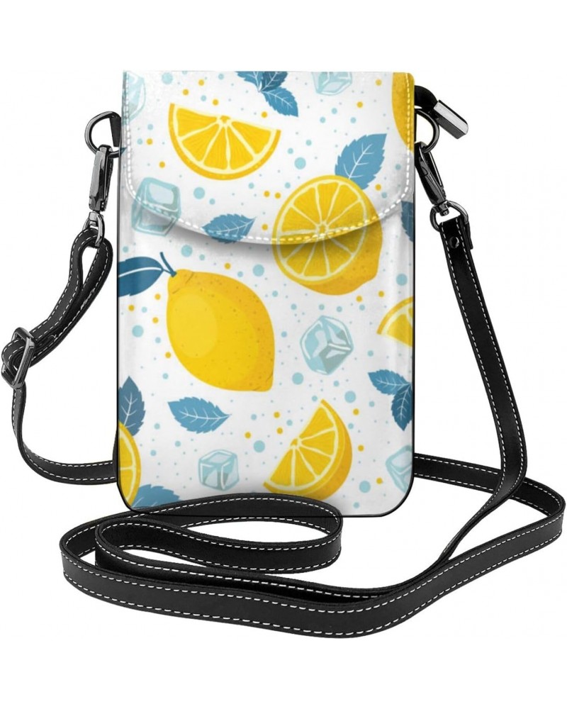 Yellow Fresh Lemons Women Cell Phone Purse Leather Shoulder Crossbody Bag Wallet Pouch $26.51 Shoulder Bags