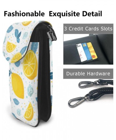 Yellow Fresh Lemons Women Cell Phone Purse Leather Shoulder Crossbody Bag Wallet Pouch $26.51 Shoulder Bags