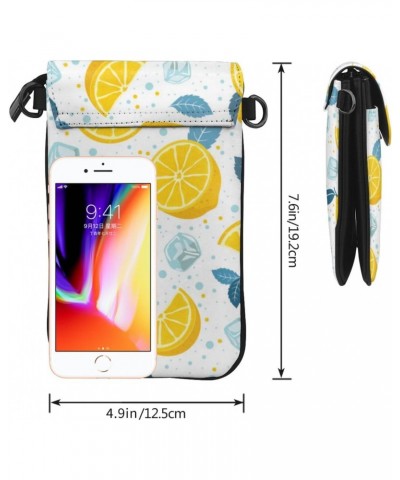 Yellow Fresh Lemons Women Cell Phone Purse Leather Shoulder Crossbody Bag Wallet Pouch $26.51 Shoulder Bags