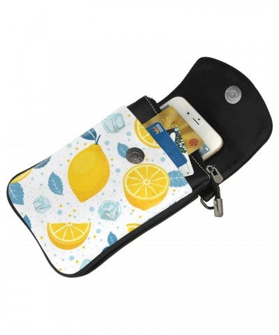 Yellow Fresh Lemons Women Cell Phone Purse Leather Shoulder Crossbody Bag Wallet Pouch $26.51 Shoulder Bags