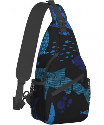 Abstract Sharks Pattern Sling Bag Crossbody Sling Backpack Shoulder Bag Outdoor Travel Hiking Daypack for Men Women $17.10 Cr...