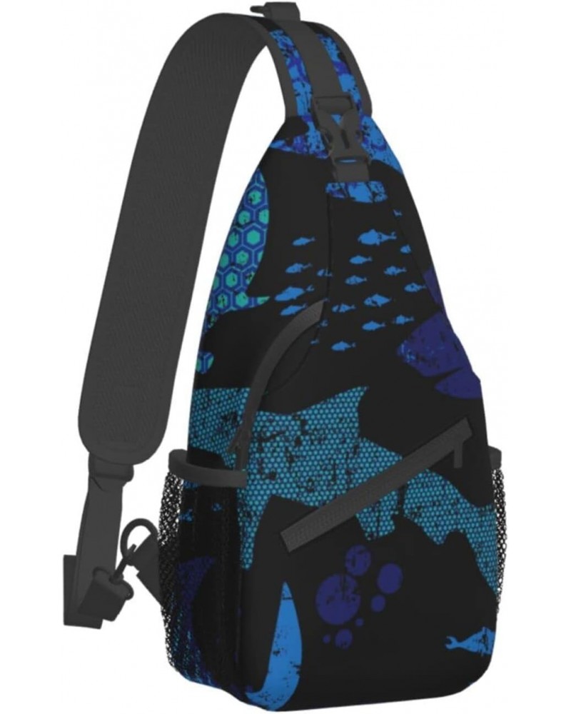 Abstract Sharks Pattern Sling Bag Crossbody Sling Backpack Shoulder Bag Outdoor Travel Hiking Daypack for Men Women $17.10 Cr...