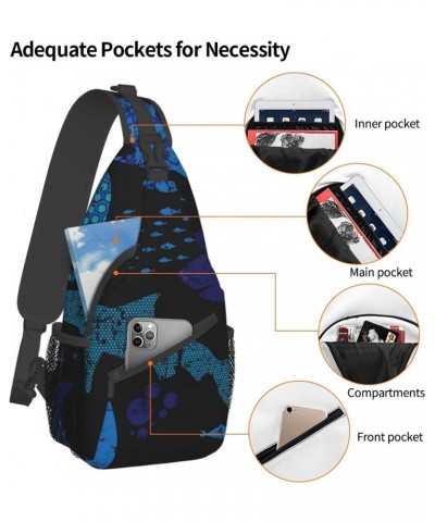 Abstract Sharks Pattern Sling Bag Crossbody Sling Backpack Shoulder Bag Outdoor Travel Hiking Daypack for Men Women $17.10 Cr...