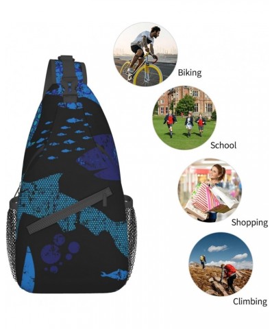 Abstract Sharks Pattern Sling Bag Crossbody Sling Backpack Shoulder Bag Outdoor Travel Hiking Daypack for Men Women $17.10 Cr...