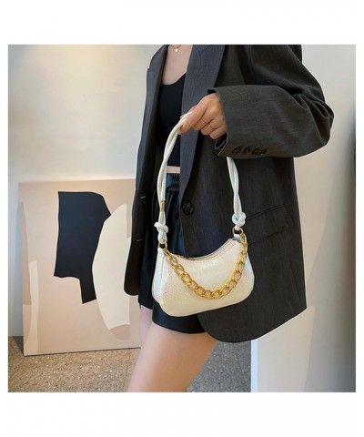 Women's Chain Bag Dumpling Clutch Purse Chain Link Shoulder Bag Handbag Underarm Bag Lady Wallet White $18.47 Shoulder Bags