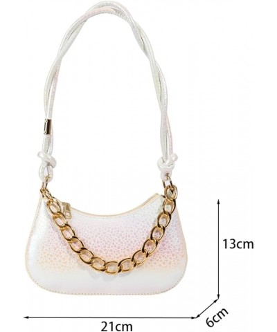 Women's Chain Bag Dumpling Clutch Purse Chain Link Shoulder Bag Handbag Underarm Bag Lady Wallet White $18.47 Shoulder Bags