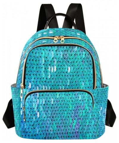 Backpack Purse for Women Abstract Blue Mermaid Scales Turquoise Casual Shoulder Bag Small Backpack M Small $13.78 Backpacks