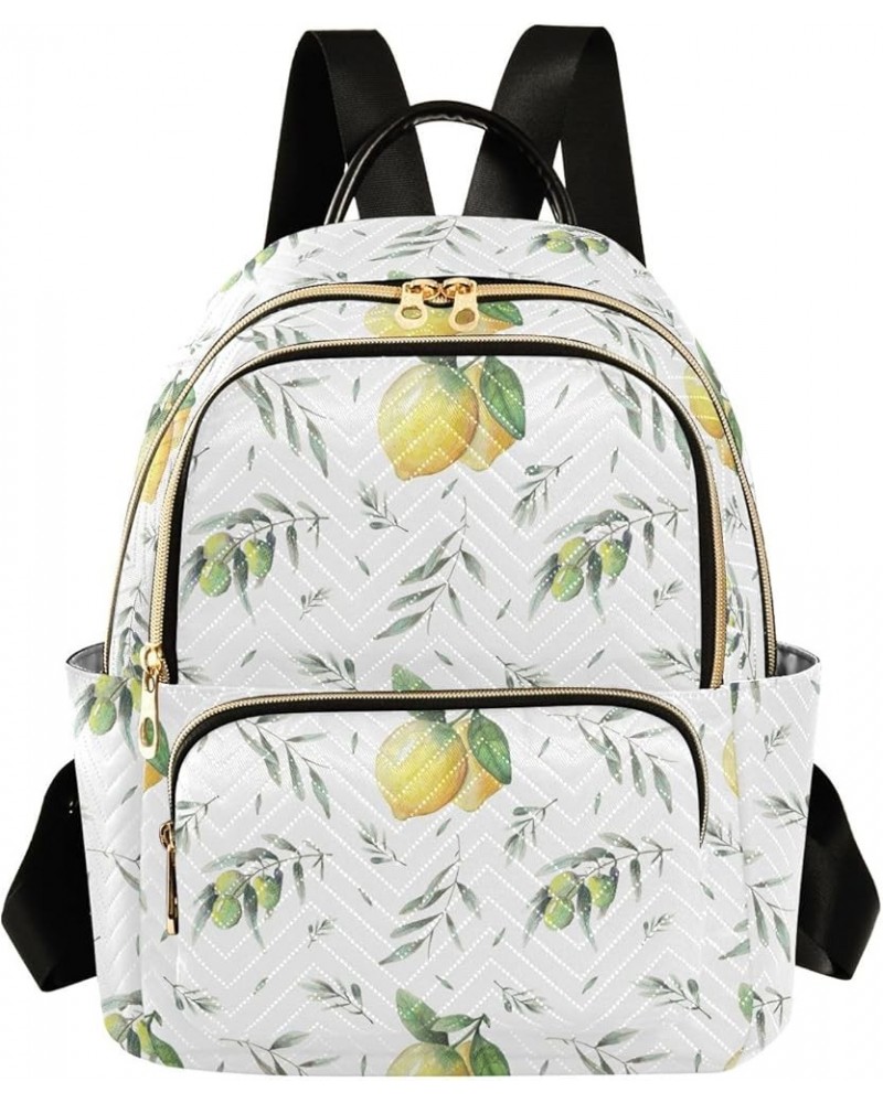 Lemon Leaves Branch Women's Backpack Purse Causal Daypack Work Travel College Business Trip Bag Shoulder Bag Small $16.55 Bac...