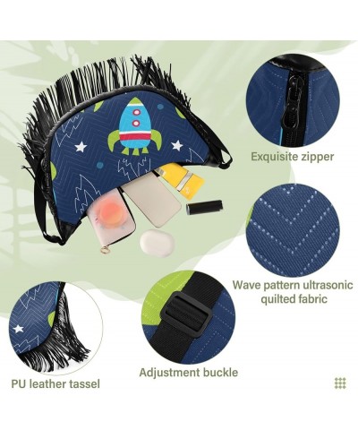 Women Fringe Tassel Cross Body Bag Cute Dinosaur Blue Leisure Shoulder Bag Color251 $12.95 Crossbody Bags