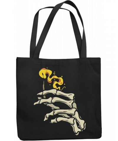 Skeleton Hand Match Gift for Fire Lovers Gift for Men and Women Navy Black Multicolor Canvas Tote Bag $17.33 Totes