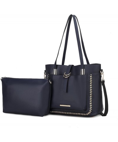 Tote Bag & Crossbody Set, Vegan Leather Top-Handle Shoulder bag Handbag Pouch Purse Raya Navy $32.39 Totes