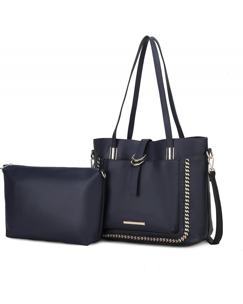 Tote Bag & Crossbody Set, Vegan Leather Top-Handle Shoulder bag Handbag Pouch Purse Raya Navy $32.39 Totes