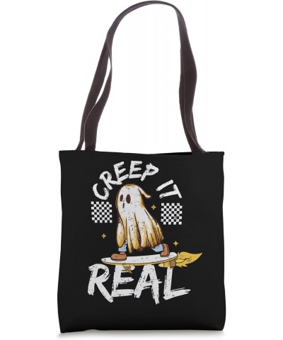 Creep It Real Halloween Creepin Ghost Boy Girl Skateboard Tote Bag $14.25 Totes