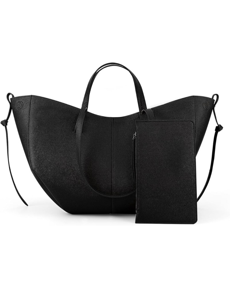 Work Bag Faux Leather Tote Bag for Women Trendy Handbag Purse Fall Shoulder Bag with Magnetic Closure Black Small $50.33 Totes