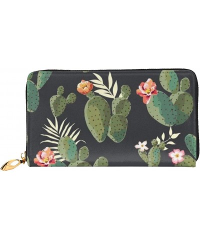 Leather Clutch Wallet Cell Phone Purse Fashion Wristlet Handbag For Women Men-Vintage Cactus $23.58 Wristlets