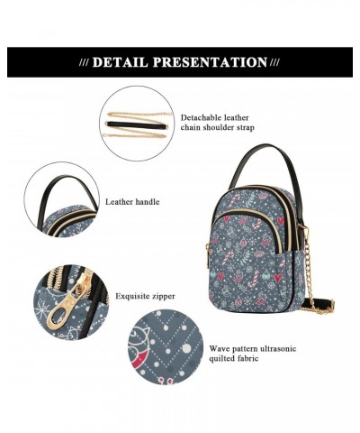 Cute Christmas Pattern for Women Stylish Crossbody Handbags with Detachable Leather Chain Shoulder Strap $10.80 Crossbody Bags