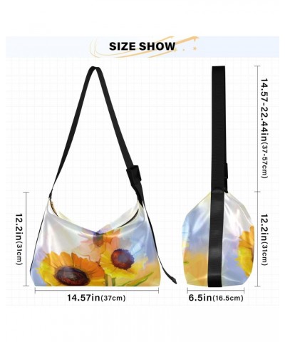 Yellow Sunflower Painting Art Womens Tote Bag Leather Shoulder Bag For Women Men Large Hobo Cross Body Bags Handbag $14.62 Totes