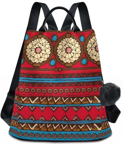 Red Tribal Pattern Fashion Backpack Purse for Women Back Zipper Pocket Design Red Tribal Pattern $18.58 Backpacks