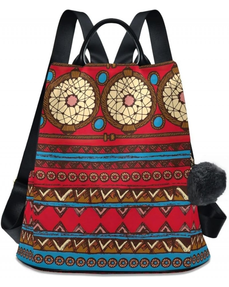 Red Tribal Pattern Fashion Backpack Purse for Women Back Zipper Pocket Design Red Tribal Pattern $18.58 Backpacks