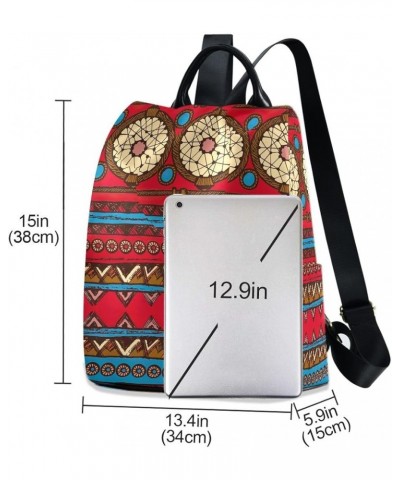 Red Tribal Pattern Fashion Backpack Purse for Women Back Zipper Pocket Design Red Tribal Pattern $18.58 Backpacks