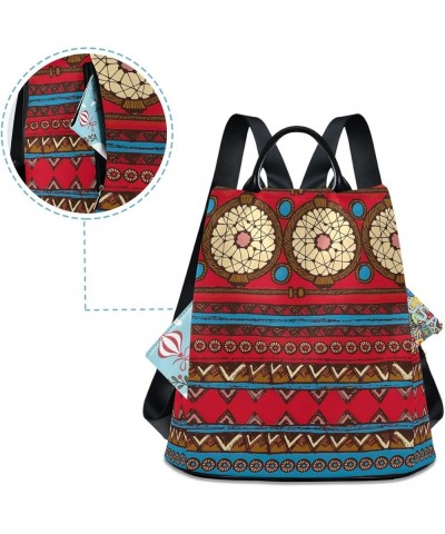 Red Tribal Pattern Fashion Backpack Purse for Women Back Zipper Pocket Design Red Tribal Pattern $18.58 Backpacks