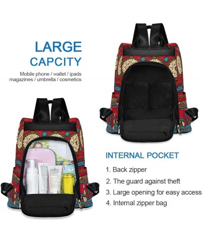 Red Tribal Pattern Fashion Backpack Purse for Women Back Zipper Pocket Design Red Tribal Pattern $18.58 Backpacks