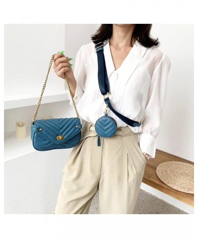 Women's Crossbody Handbags PU Leather Crossbody Bag with Coin Purse Small Leather Quilted Hobo Purses 2 Size Bags Blue $10.30...