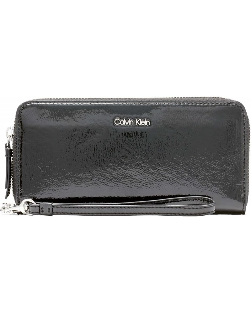 Key Item Saffiano Continental Zip Around Wallet with Wristlet Strap Pure Black Key Item Saffiano Continental Zip Around Walle...