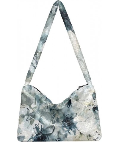 Tropical Island Phuket Teal Green Girls Crossbody Hobo Bag, Fluffy Purse Women's Shoulder Handbags Watercolor Abstract Autumn...